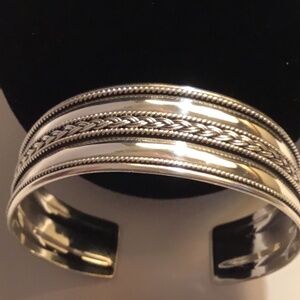Suarti Bali Indonesia Braided Sterling Silver Cuff Bracelet 925